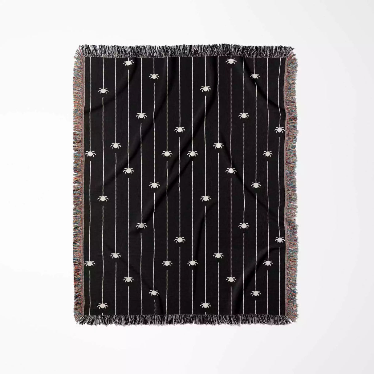 Spooky Halloween Woven Blanket With Spiders - DesignerOllie.com