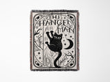 Tarot Card Black Cat The Hanged Man Black and White Woven Throw Blanket and Tapestry