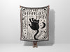 Tarot Card Black Cat The Hanged Man Black and White Woven Throw Blanket and Tapestry