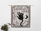 Tarot Card Black Cat The Hanged Man Black and White Woven Throw Blanket and Tapestry