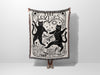 Tarot Card Black Cat The Lovers Black and White Woven Throw Blanket and Tapestry