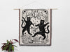 Tarot Card Black Cat The Lovers Black and White Woven Throw Blanket and Tapestry