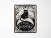 Tarot Card Black Cat The Moon Black and White Woven Throw Blanket and Tapestry