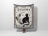 Tarot Card Black Cat The Moon Monochrome Woven Throw Blanket and Tapestry