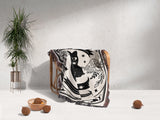 Tarot Card Black Cat The Star Black and White Woven Throw Blanket and Tapestry