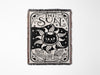 Tarot Card Black Cat The Sun Black and White Woven Throw Blanket and Tapestry