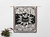 Tarot Card Black Cat The Sun Black and White Woven Throw Blanket and Tapestry