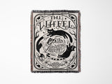 Tarot Card Black Cat The Wheel Black and White Woven Throw Blanket and Tapestry