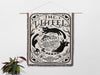 Tarot Card Black Cat The Wheel Black and White Woven Throw Blanket and Tapestry