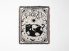 Tarot Card Black Cat The World Black and White Woven Throw Blanket and Tapestry