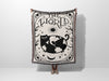 Tarot Card Black Cat The World Black and White Woven Throw Blanket and Tapestry