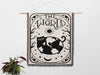 Tarot Card Black Cat The World Black and White Woven Throw Blanket and Tapestry