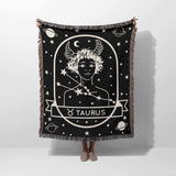 Taurus Zodiac Sign Astrology Woman Woven Throw Blanket Tapestry