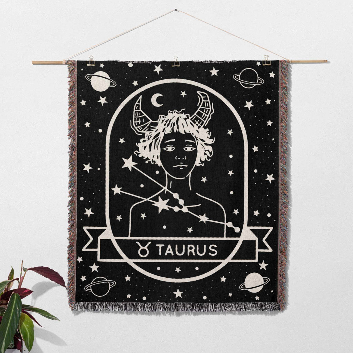 Taurus Zodiac Sign Astrology Woman Woven Throw Blanket Tapestry