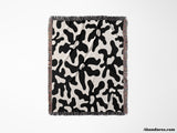 Trendy Groovy Corals Black and White Woven Throw Blanket and Tapestry