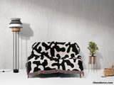 Trendy Groovy Corals Black and White Woven Throw Blanket and Tapestry