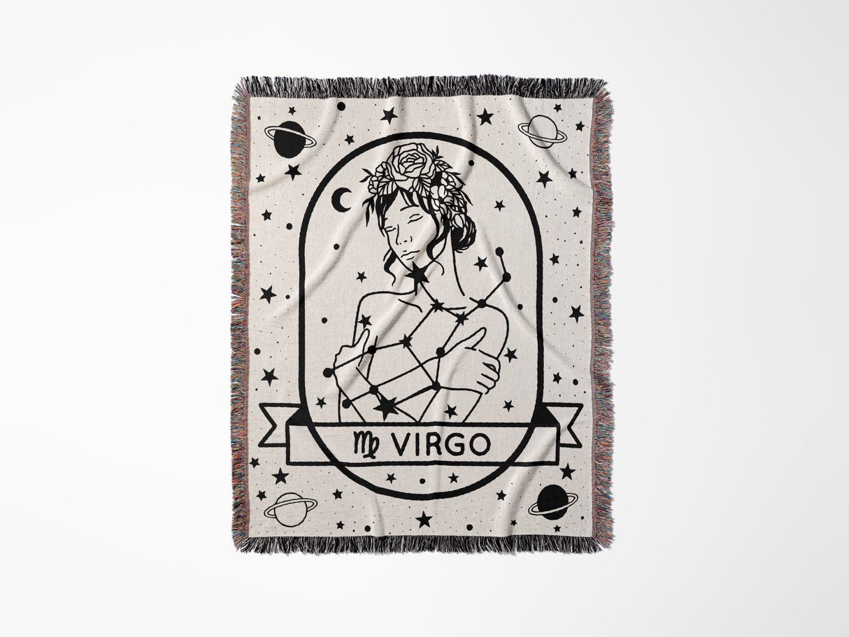 Virgo Zodiac Sign Astrology Woman Woven Throw Blanket and Tapestry Blanket