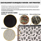 Whimsy Skulls Black and White Woven Throw Blanket and Tapestry - DesignerOllie.com