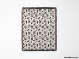 Whimsy Skulls Black and White Woven Throw Blanket and Tapestry