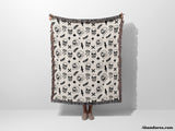 Whimsy Skulls Black and White Woven Throw Blanket and Tapestry