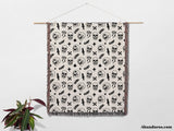 Whimsy Skulls Black and White Woven Throw Blanket and Tapestry