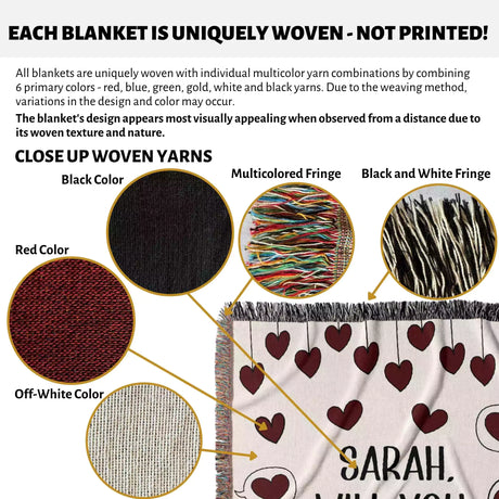 Will You Marry Me Proposal Blanket with Hanging Hearts - DesignerOllie.com