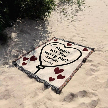 Will You Marry Me Proposal Blanket with Heart Balloon - DesignerOllie.com