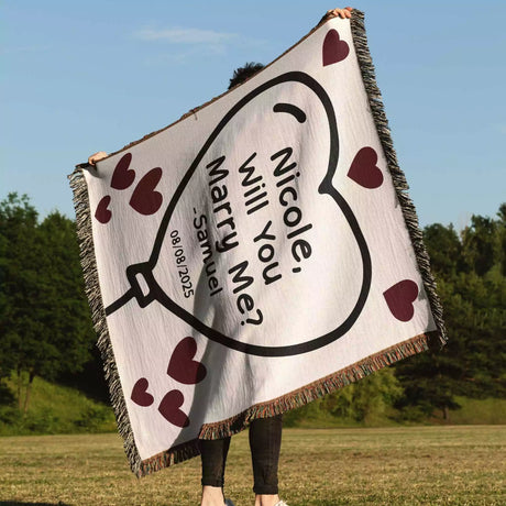 Will You Marry Me Proposal Blanket with Heart Balloon - DesignerOllie.com
