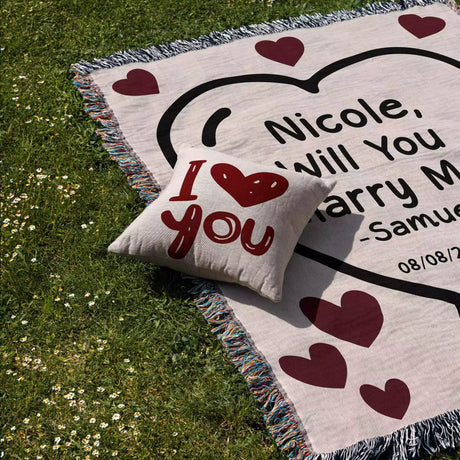 Will You Marry Me Proposal Blanket with Heart Balloon - DesignerOllie.com