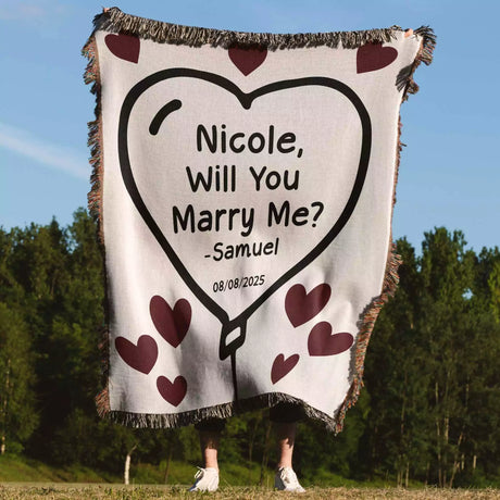 Will You Marry Me Proposal Blanket with Heart Balloon - DesignerOllie.com