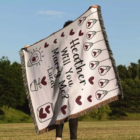 Will You Marry Me Proposal Blanket with Heart Bulbs - DesignerOllie.com