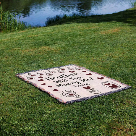 Will You Marry Me Proposal Blanket with Heart Bulbs - DesignerOllie.com