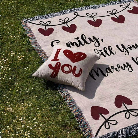 Will You Marry Me Proposal Blanket with Heart Chain - DesignerOllie.com