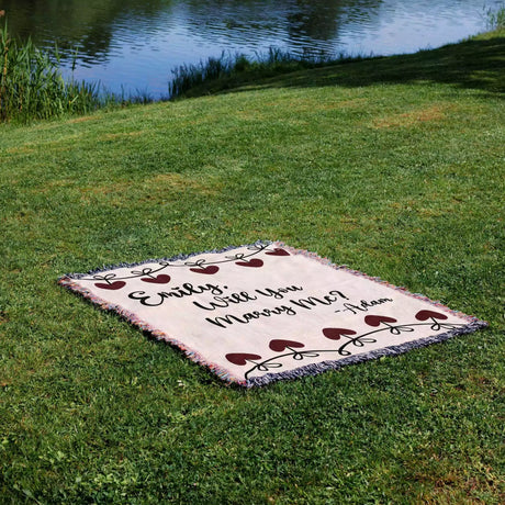 Will You Marry Me Proposal Blanket with Heart Chain - DesignerOllie.com