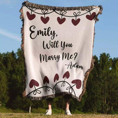 Will You Marry Me Proposal Blanket with Heart Chain - DesignerOllie.com