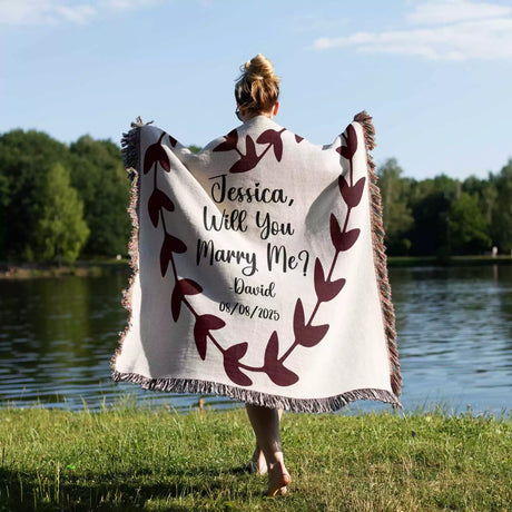Will You Marry Me Proposal Blanket with Heart Plant Shape - DesignerOllie.com