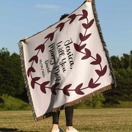 Will You Marry Me Proposal Blanket with Heart Plant Shape - DesignerOllie.com