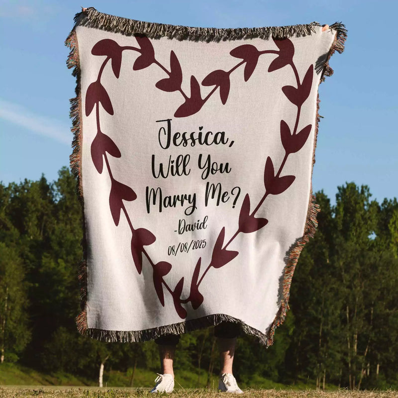 Will You Marry Me Proposal Blanket with Heart Plant Shape - DesignerOllie.com