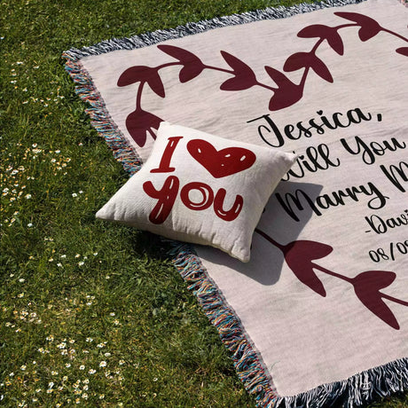 Will You Marry Me Proposal Blanket with Heart Plant Shape - DesignerOllie.com