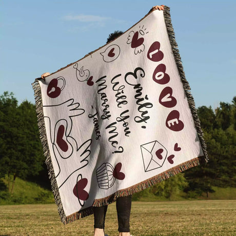 Will You Marry Me Proposal Blanket with Love Hearts - DesignerOllie.com