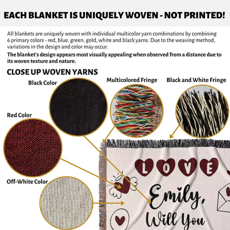 Will You Marry Me Proposal Blanket with Love Hearts - DesignerOllie.com