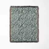 Zebra Animal Print Forest Green Woven Throw Blanket and Tapestry - DesignerOllie.com